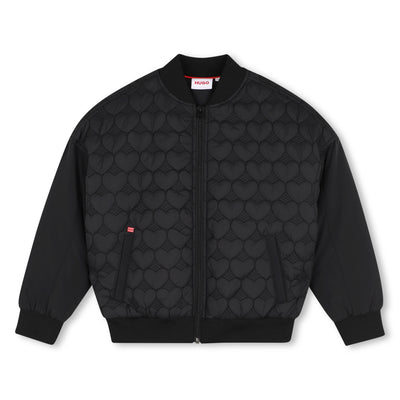 Hugo Bomber Jacket With Heart Quilting - Black