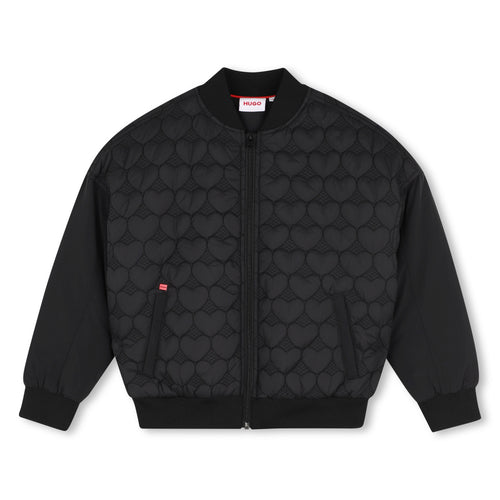 Hugo Bomber Jacket With Heart Quilting - Black