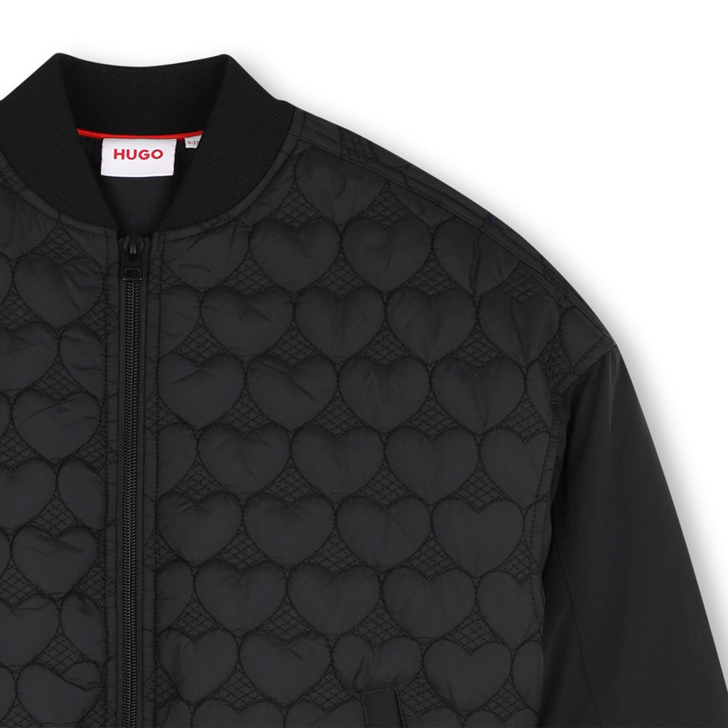 Hugo Bomber Jacket With Heart Quilting - Black