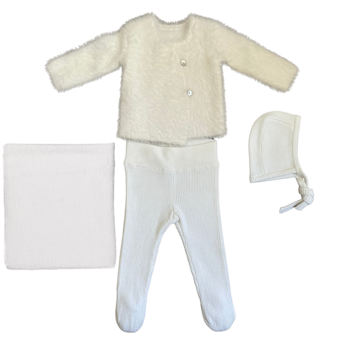 Kipp Mink Cardigan & Hat Set with Blanket