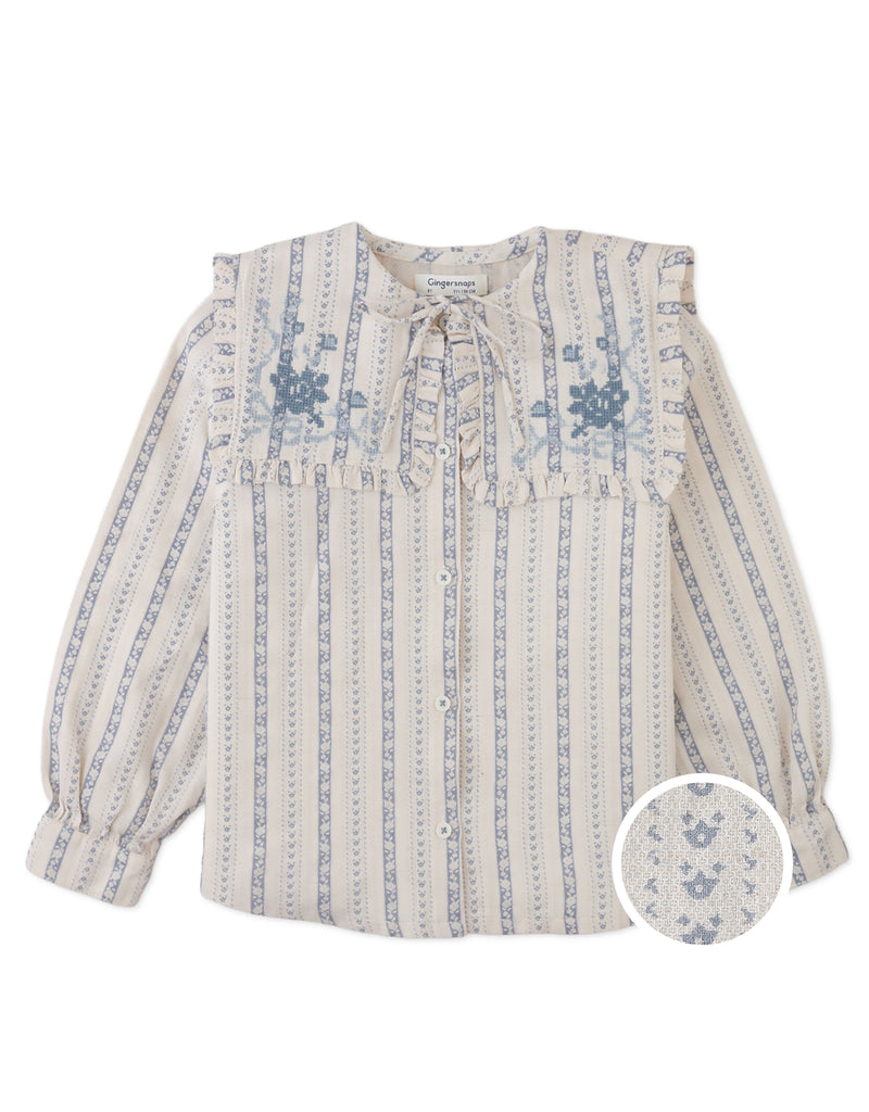 Gingersnaps Esmeralda Blouse With Embroidery And Ruffle Detail GBL1748 - Off White