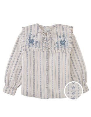 Gingersnaps Esmeralda Blouse With Embroidery And Ruffle Detail - Off White