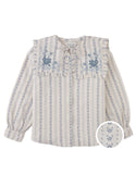 Gingersnaps Esmeralda Blouse With Embroidery And Ruffle Detail GBL1748 - Off White