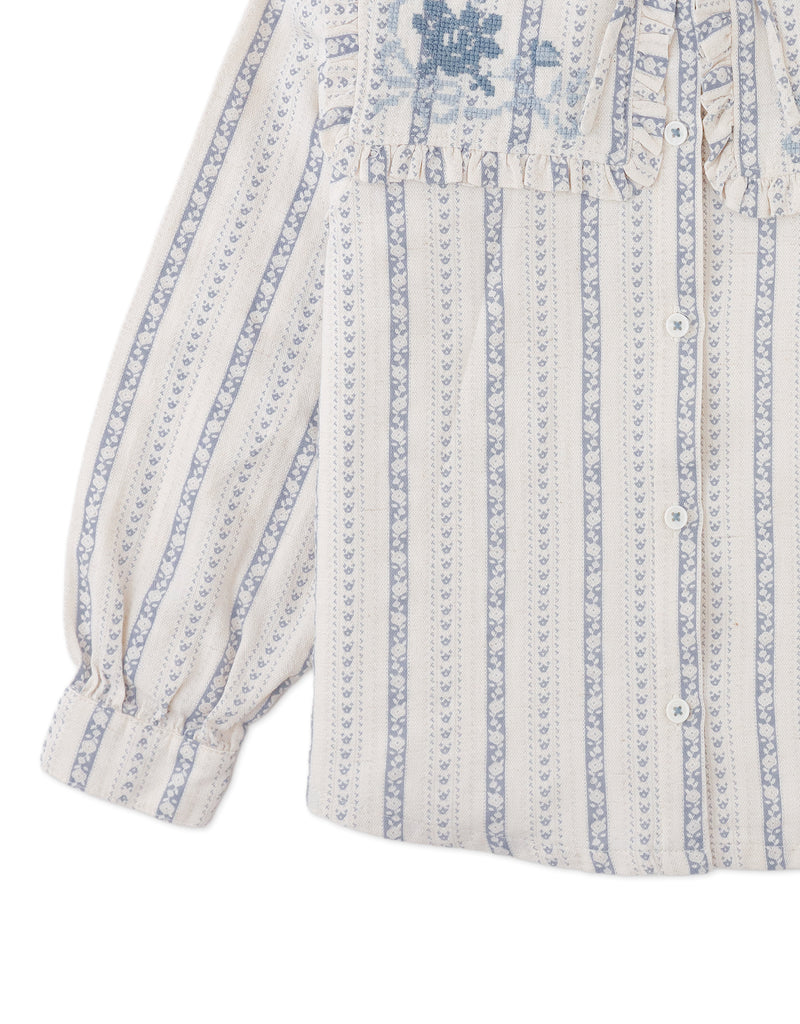 Gingersnaps Esmeralda Blouse With Embroidery And Ruffle Detail GBL1748 - Off White