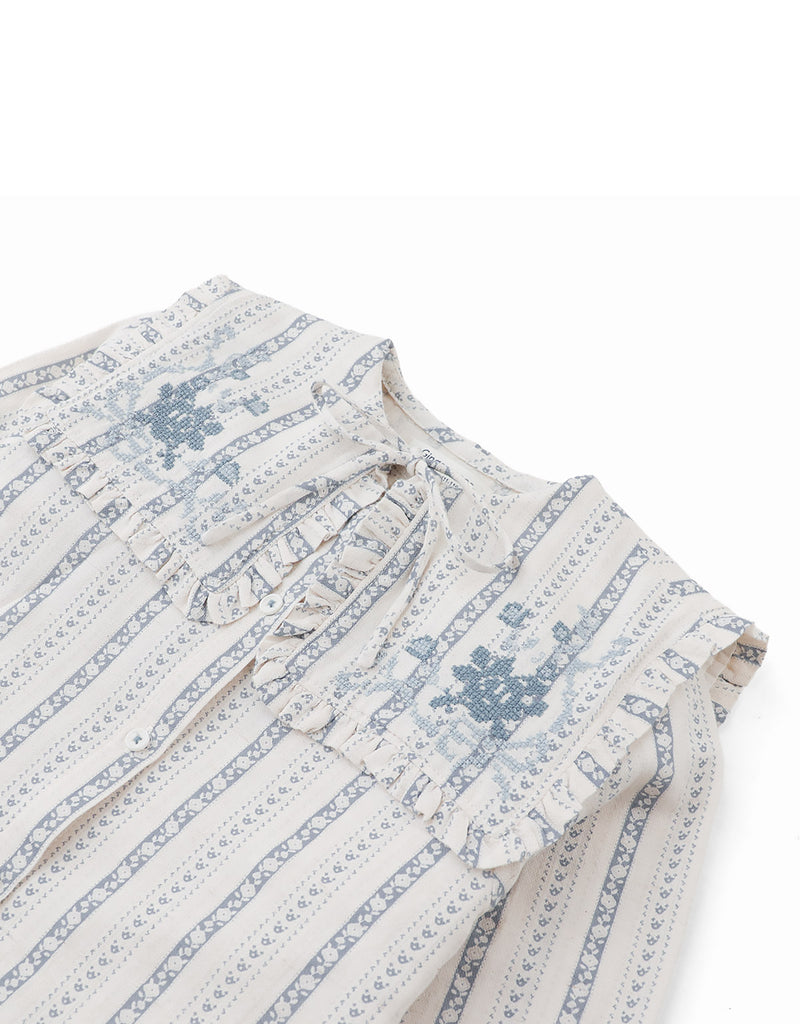 Gingersnaps Esmeralda Blouse With Embroidery And Ruffle Detail GBL1748 - Off White