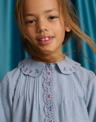 Gingersnaps Agatha Blouse With Bodice And Embroidery GBL1756 - Blue