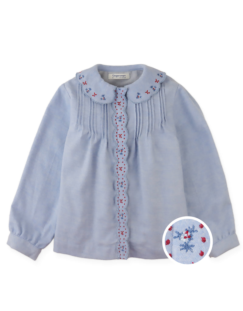 Gingersnaps Agatha Blouse With Bodice And Embroidery GBL1756 - Blue