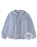 Gingersnaps Agatha Blouse With Bodice And Embroidery GBL1756 - Blue