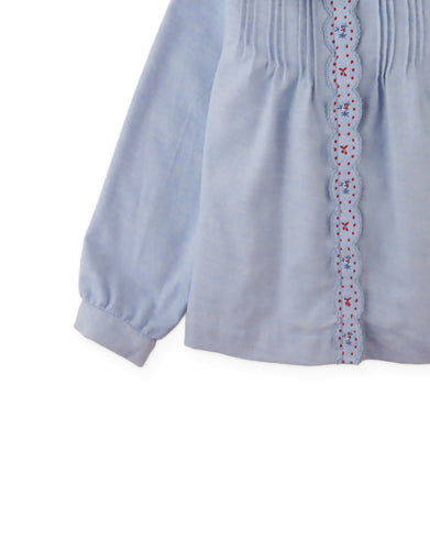 Gingersnaps Agatha Blouse With Bodice And Embroidery GBL1756 - Blue