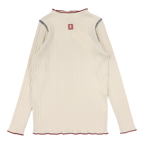 Lil Legs Contrast Funnel Neck - Ecru
