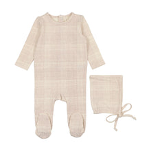 Load image into Gallery viewer, Lil Legs Grid Footie &amp; Bonnet - Cream/Rose