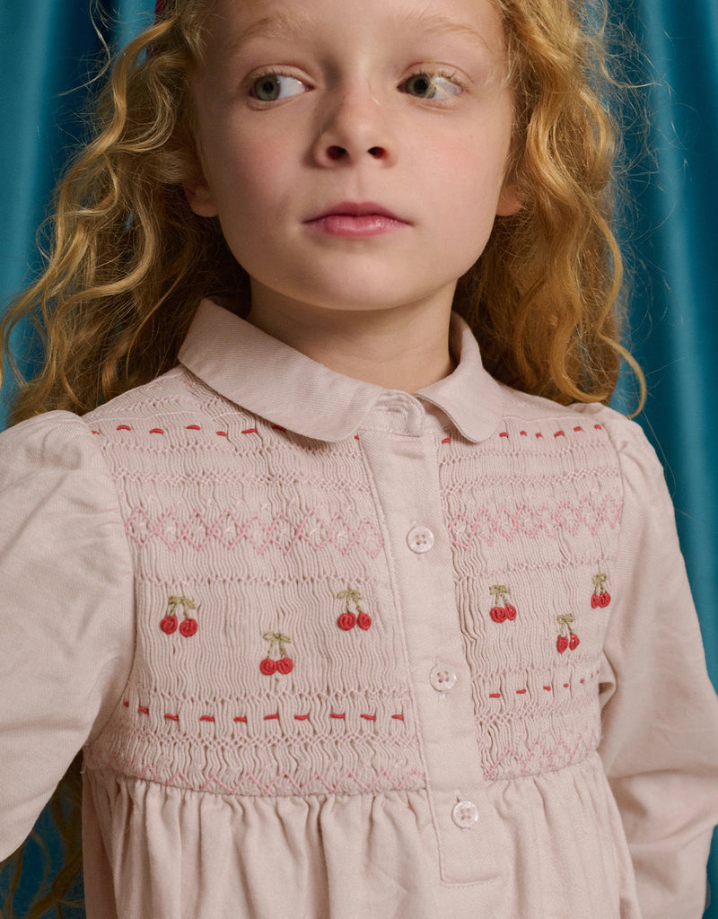 Gingersnaps Dorethea Dress With Cherry Smocked Details GDR2355 - Pink