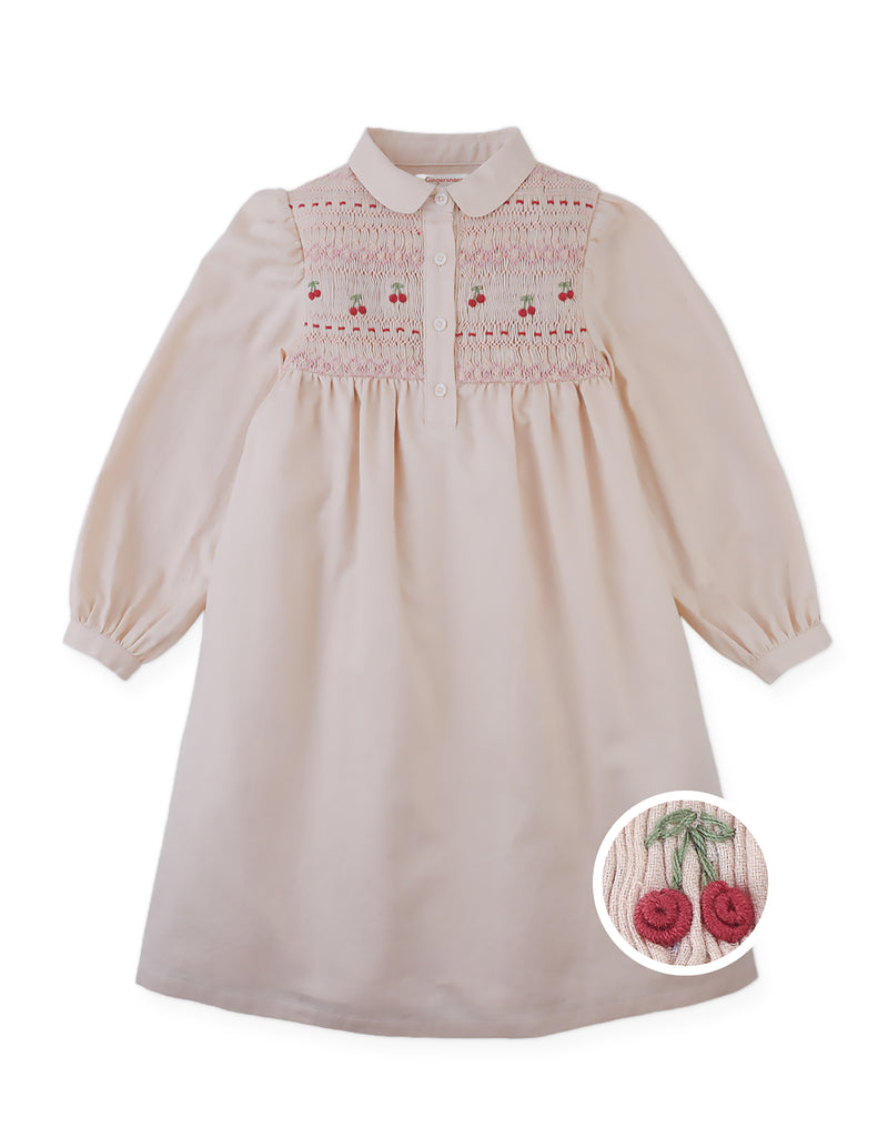 Gingersnaps Dorethea Dress With Cherry Smocked Details GDR2355 - Pink