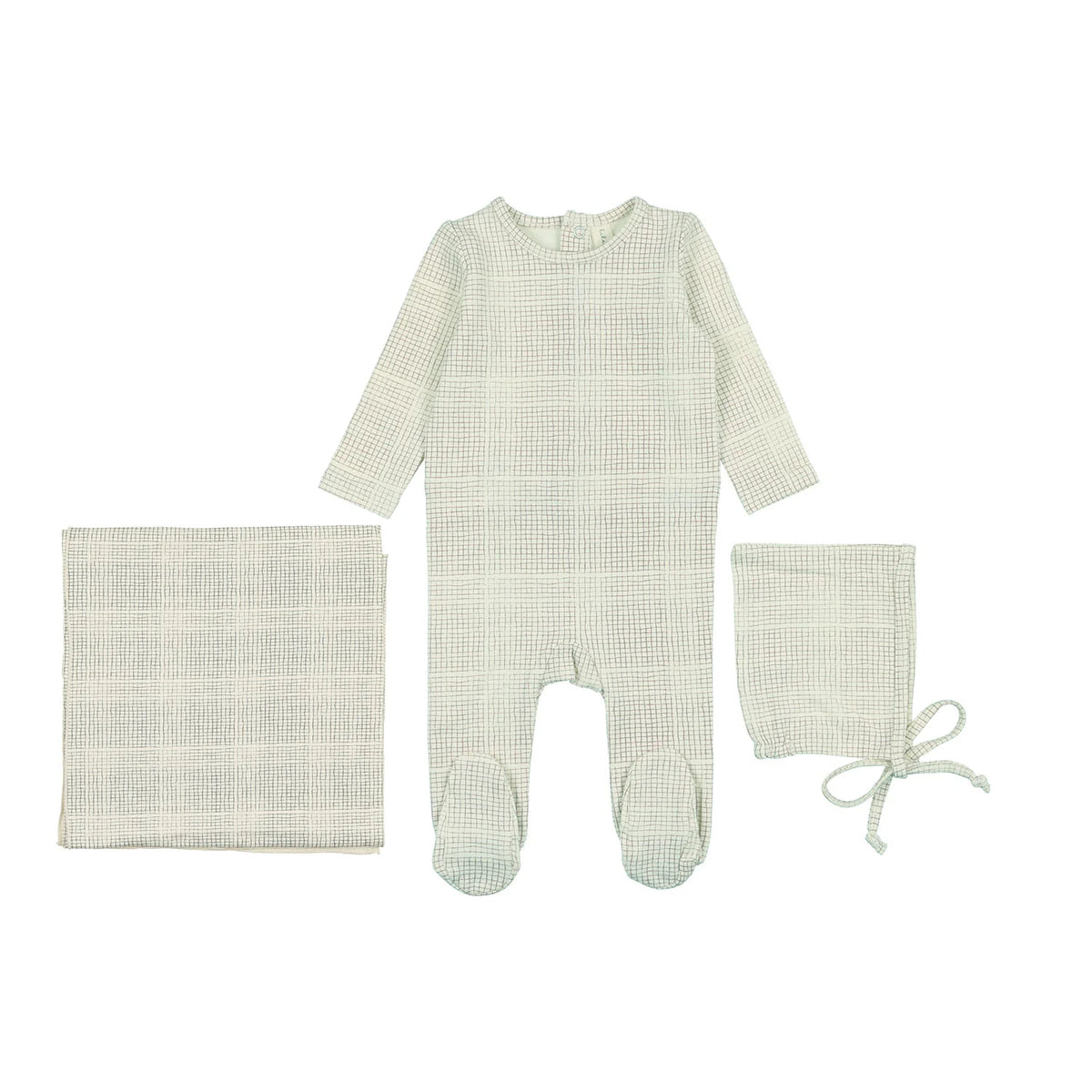 Lil Legs Grid Set - Cream/Blue – Moonlight Layette