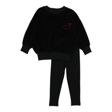 Load image into Gallery viewer, Lil Legs Girls Velour Sweatshirt Set - Black