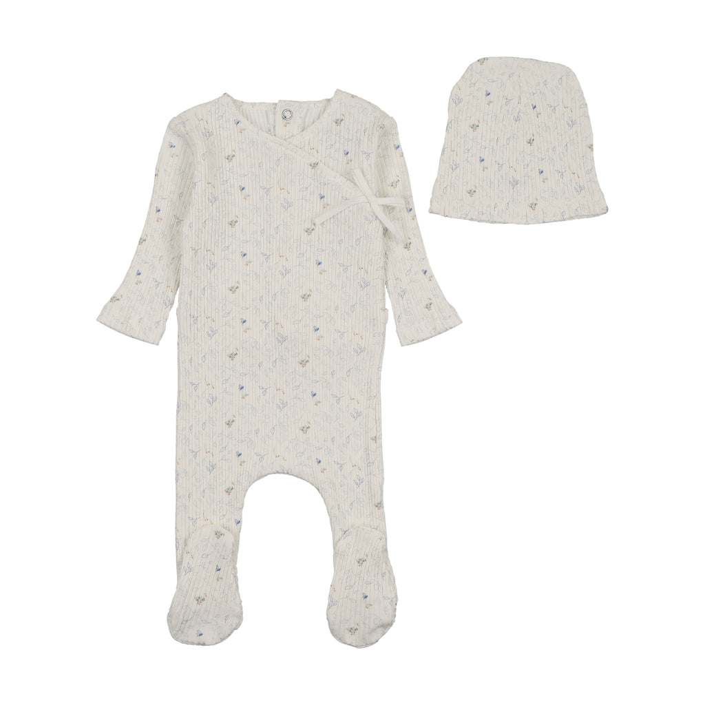 Bee & Dee Geese Wide Ribbed Footie And Beanie - Chalk White Boys