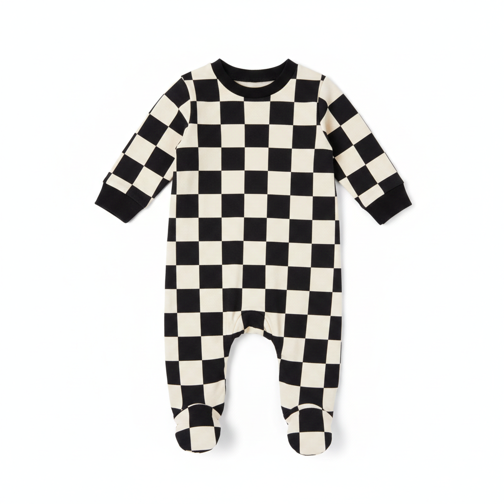 Numu Checked Footie - Black/White