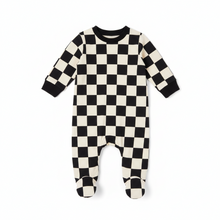 Load image into Gallery viewer, Numu Checked Footie - Black/White