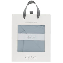 Load image into Gallery viewer, Ely&#39;s &amp; Co Dusty Blue Jersey Swaddle Blanket with 2 Beanies
