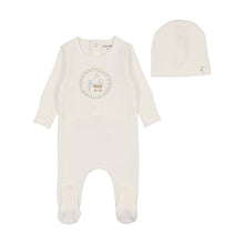 Load image into Gallery viewer, Bee &amp; Dee Gingham Cradle Boys Footie &amp; Beanie - Arctic White