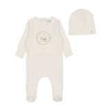 Bee & Dee Gingham Cradle Boys Footie & Beanie - Arctic White