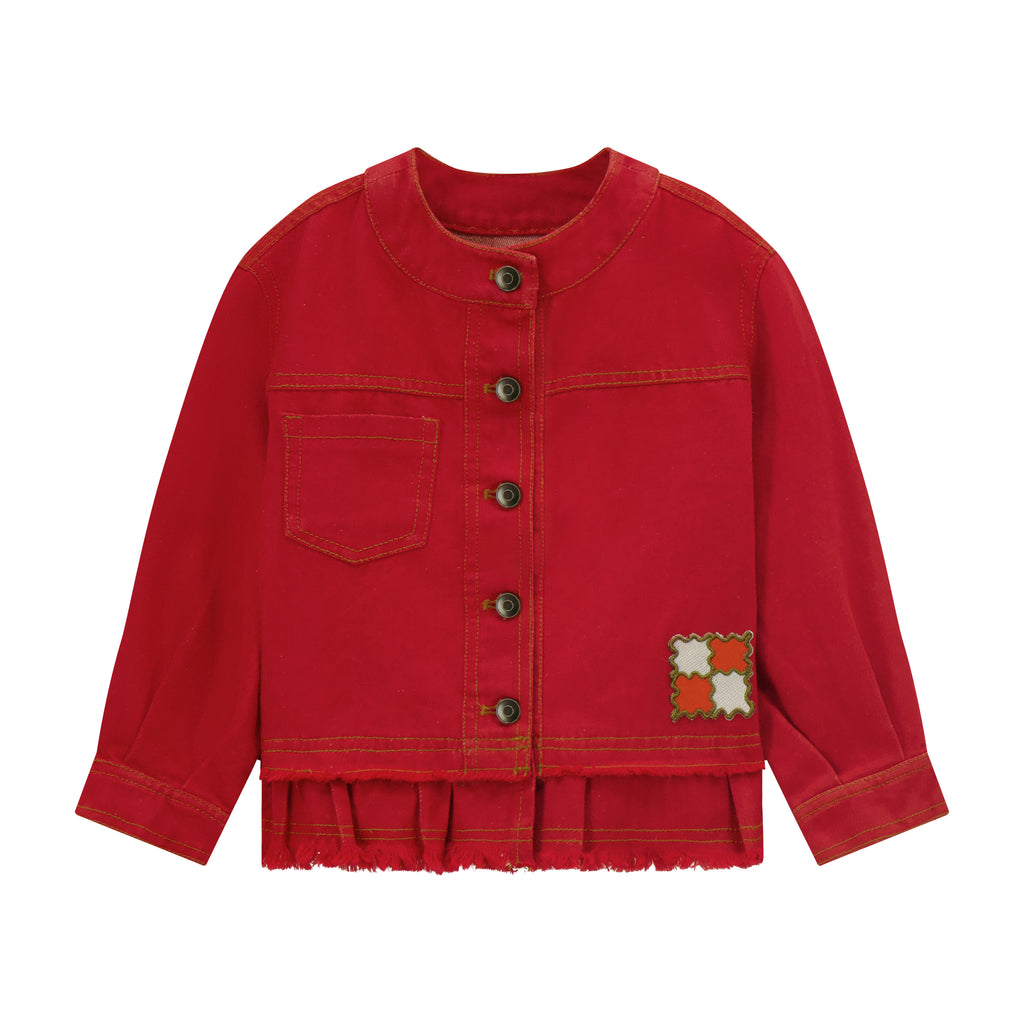 Rooie And Friends Girl's Club Denim Jacket - Rooie Red
