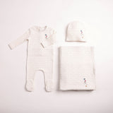 Bee & Dee Boys Goose On Script Layette Set - Linen