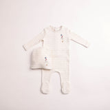 Bee & Dee Boys Goose On Script Footie And Beanie - Linen