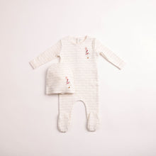 Load image into Gallery viewer, Bee &amp; Dee Girls Goose On Script Footie And Beanie - Linen