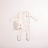 Bee & Dee Girls Goose On Script Footie And Beanie - Linen