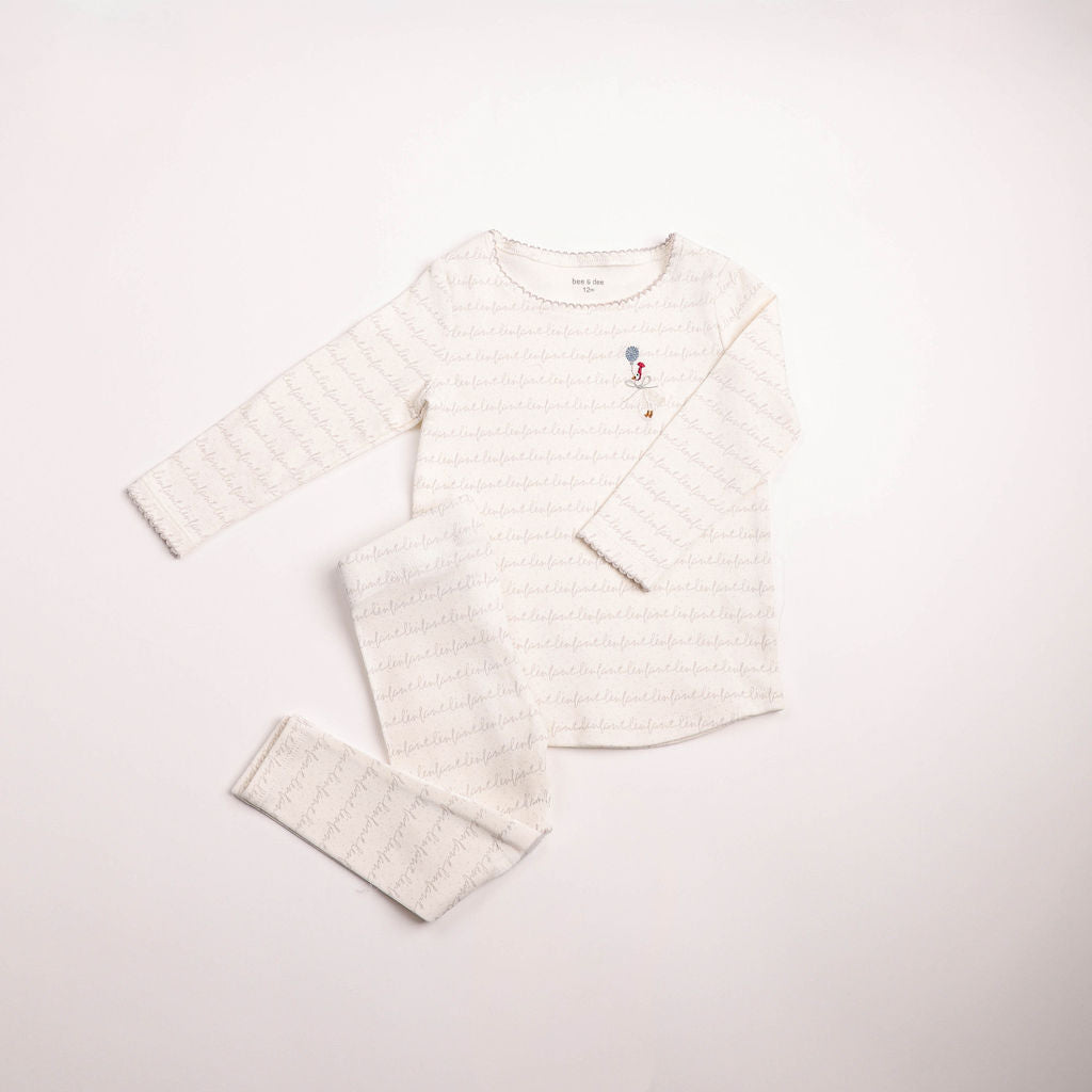 Bee & Dee Boys Goose On Script Loungewear - Linen