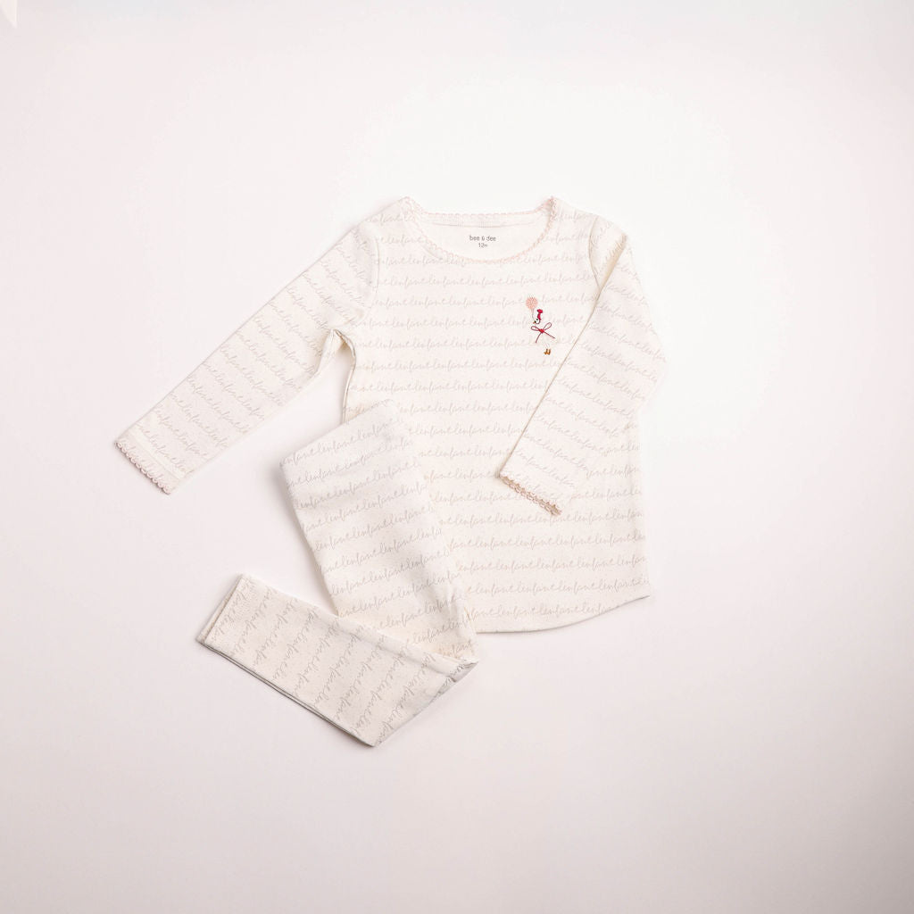 Bee & Dee Girls Goose On Script Loungewear - Linen