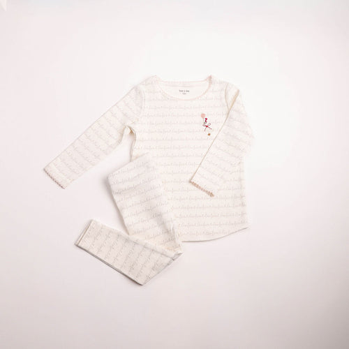 Bee & Dee Girls Goose On Script Loungewear - Linen
