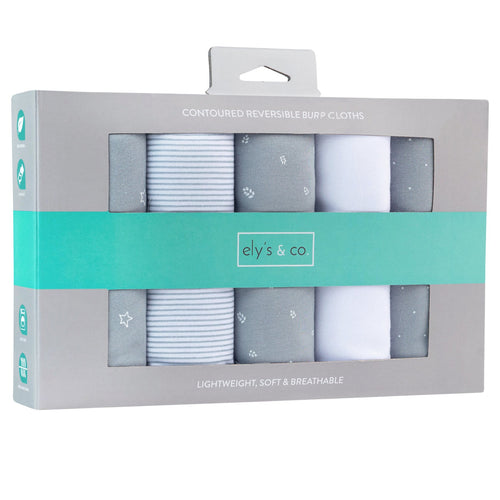 Ely's & Co Contoured Reversible Burp Cloths - Blue Leaf