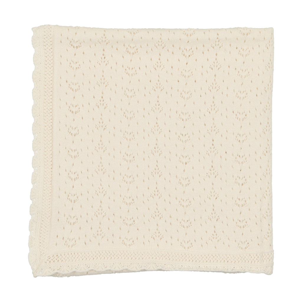 Lil Leg Heart Open Knit Blanket - Cream