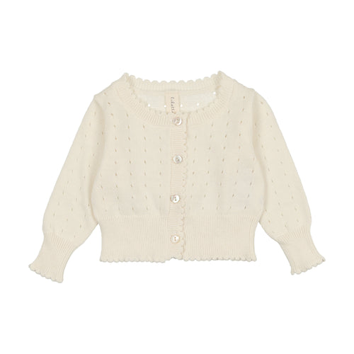 Lil Leg Heart Open Knit Cardigan - Cream