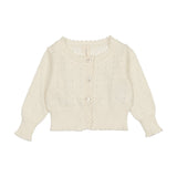 Lil Leg Dotted Open Knit Cardigan - Cream