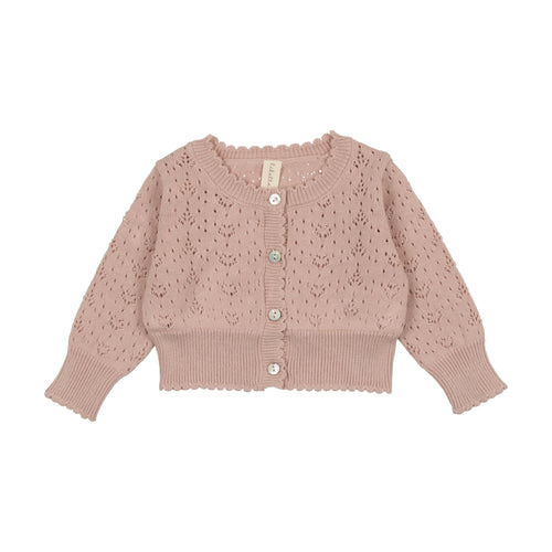 Lil Leg Heart Open Knit Cardigan - Pink