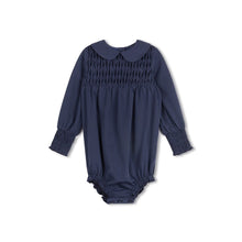 Load image into Gallery viewer, Velvette Label Blue Striped Romper