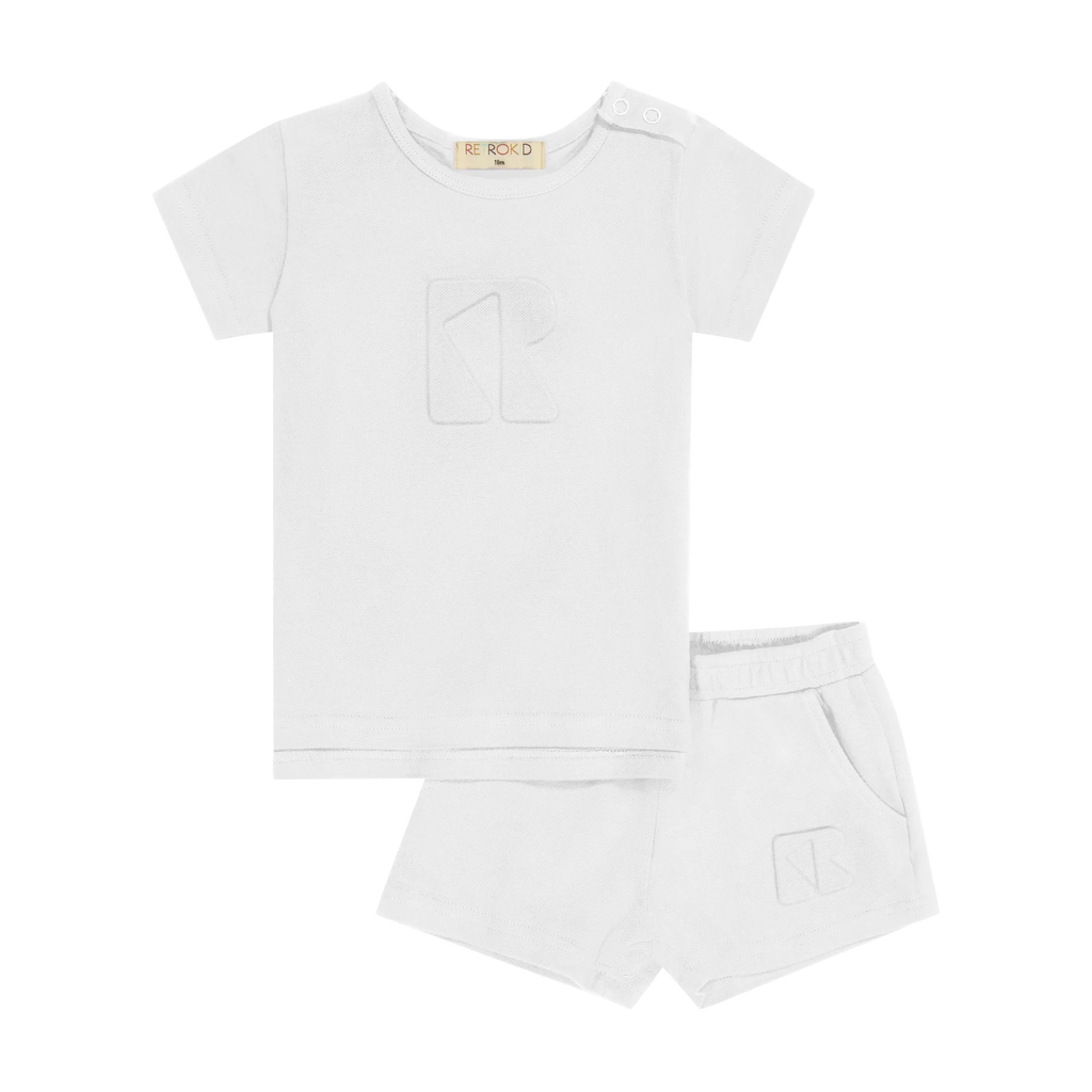 Retro Kid  Harper Pique Baby Set - White