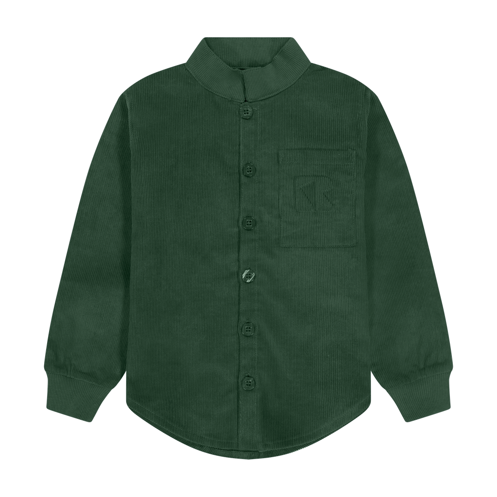 Retro Kid Hazel Cords Boys Pocket Shirt - Green