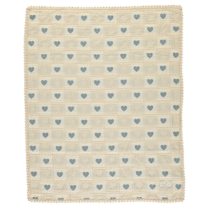 Bebe Organic Heart Blanket - Blue Patchwork