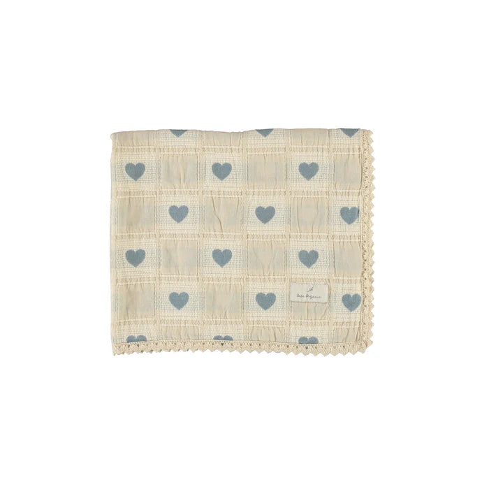 Bebe Organic Heart Blanket - Blue Patchwork