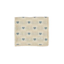 Load image into Gallery viewer, Bebe Organic Heart Blanket - Blue Patchwork