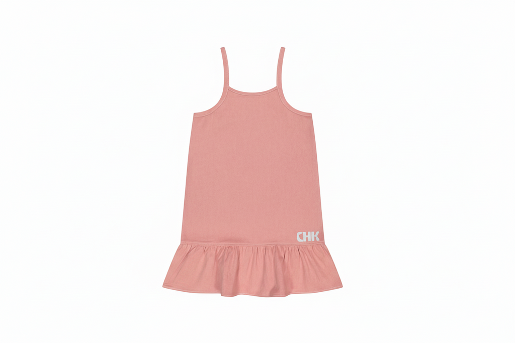Retro Kid Hollis Strap Ruffle Dress - Pink Denim