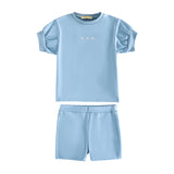 Retro Kid Hollis RK Logo Baby Tee And Shorts Set - Light Blue