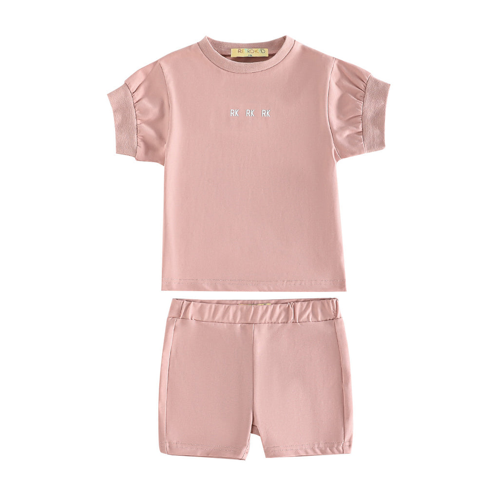 Retro Kid Hollis RK Logo Baby Tee And Shorts Set - Pink
