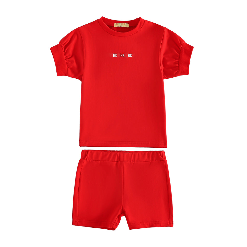 Retro Kid Hollis RK Logo Baby Tee And Shorts Set - Red