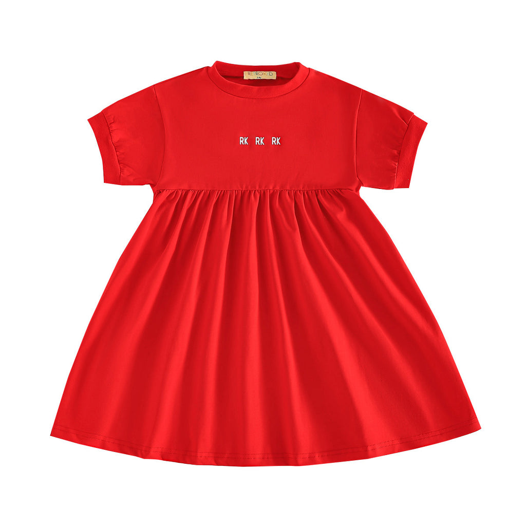 Retro Kid Hollis RK Logo Hi-Waist T-shirt Dress - Red