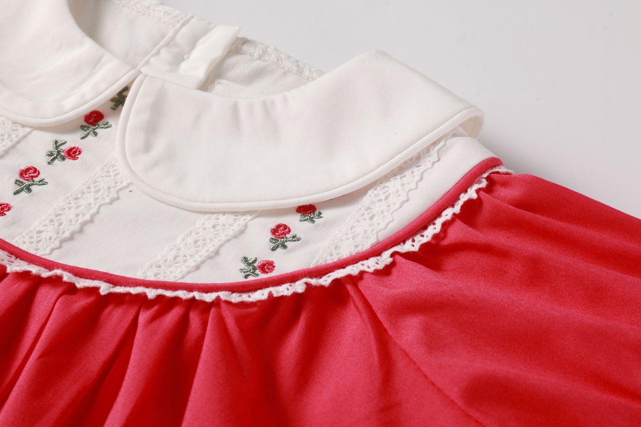 Nou Nelle Hot Pink Embroidered Dress (Short Sleeve)  Moonlight